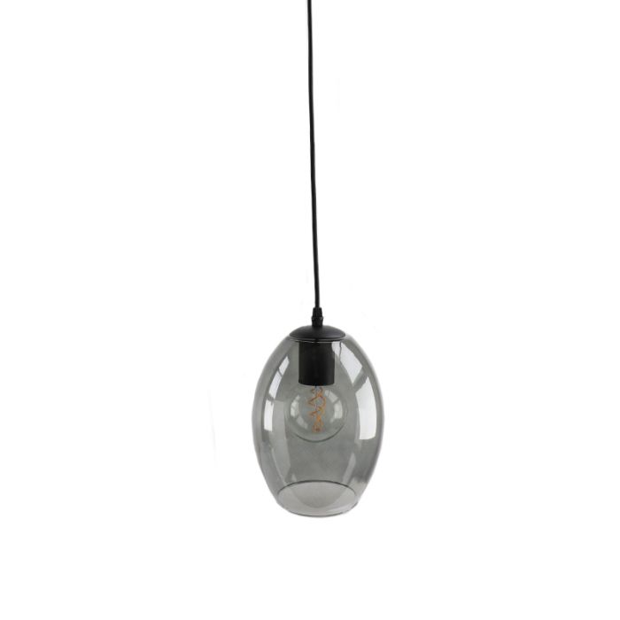 Ronde design hanglamp Lazaro met 3 rookglas kappen