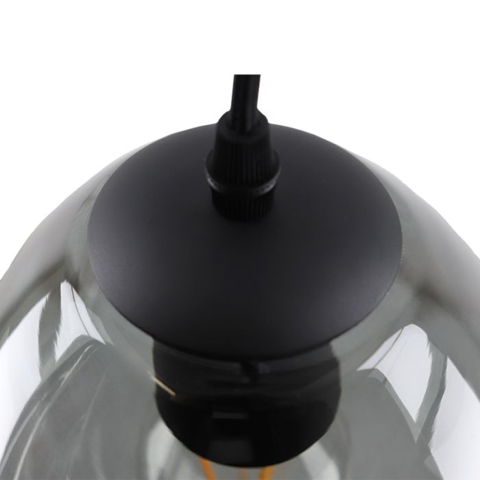 Ronde design hanglamp Lazaro met 3 rookglas kappen
