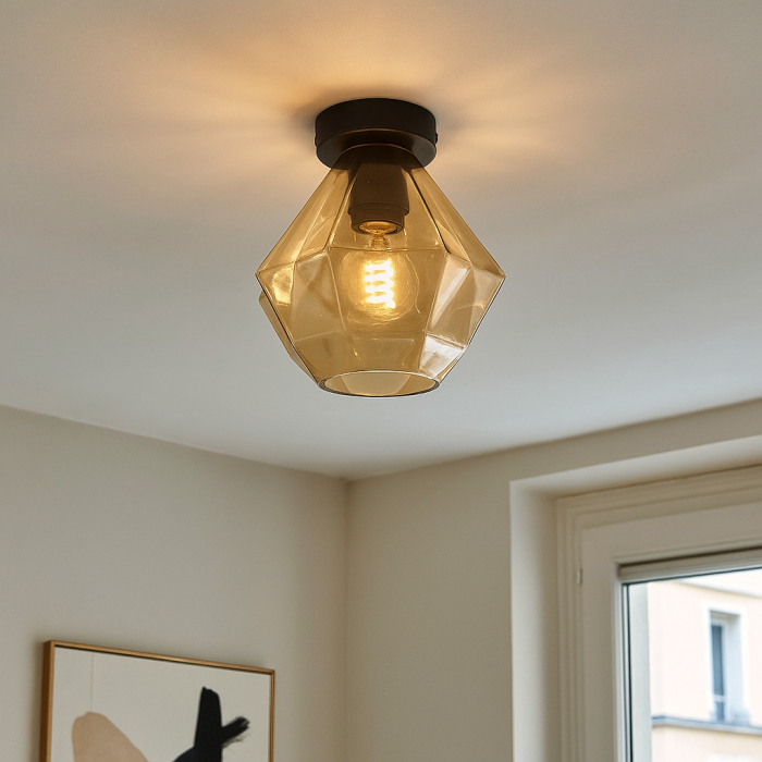 Retro plafondlamp amber, Anoek