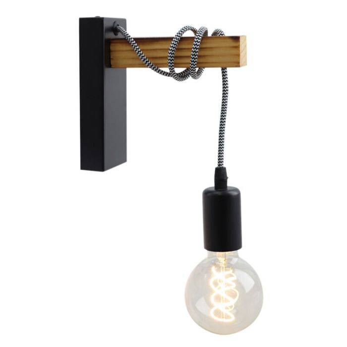 Houten wandlamp zwart, Rena