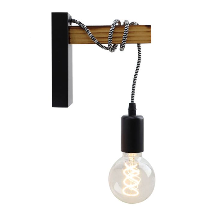 Houten wandlamp zwart, Rena