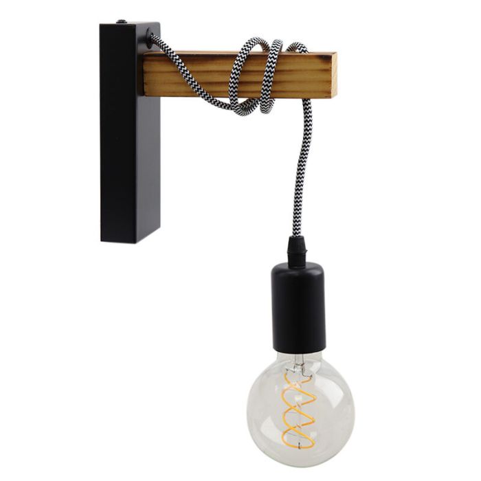 Houten wandlamp zwart, Rena