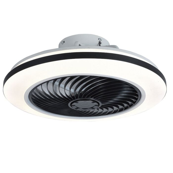 Moderne plafondventilator zwart, Hale, 40W, 3000K LED, met afstandsbediening