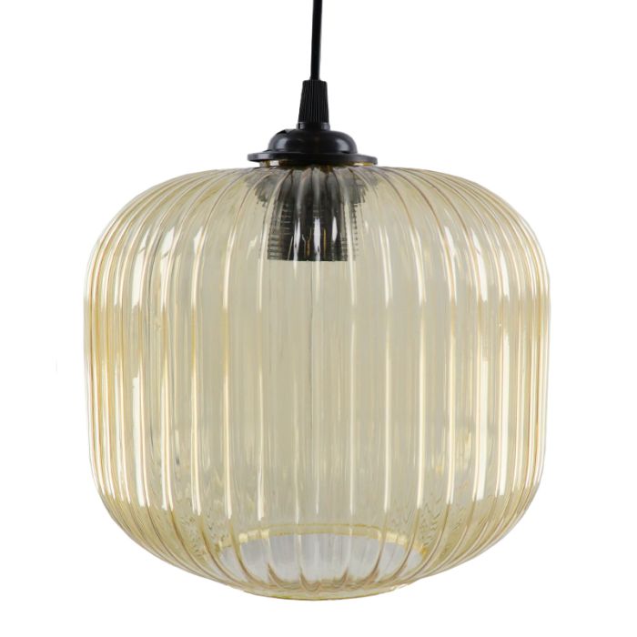 Amberkleurige hanglamp Charlois, glas, retro, 3L