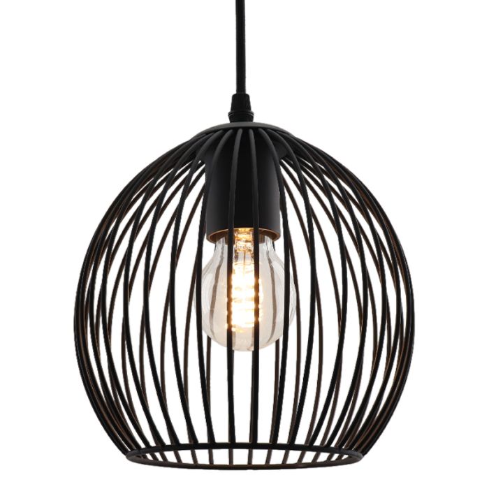 Zwarte langwerpige 4L hanglamp Wiro bolvormig, klein