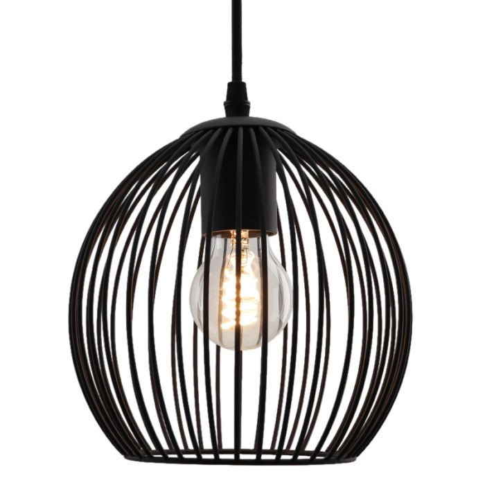 Zwarte langwerpige 4L hanglamp Wiro bolvormig, klein