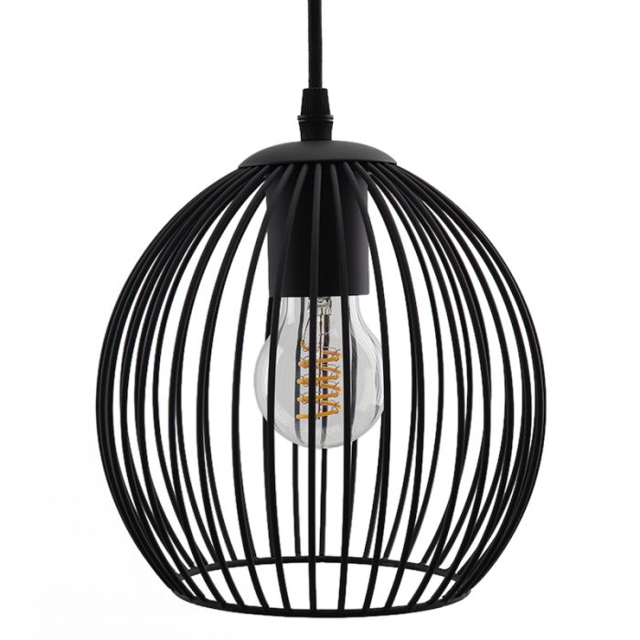 Zwarte langwerpige 4L hanglamp Wiro bolvormig, klein