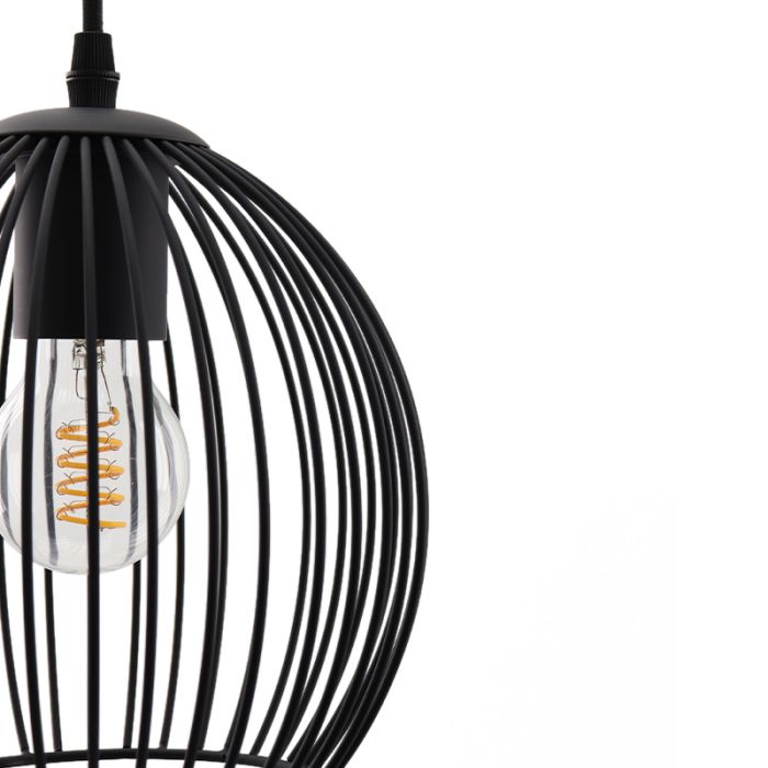 Zwarte langwerpige 4L hanglamp Wiro bolvormig, klein
