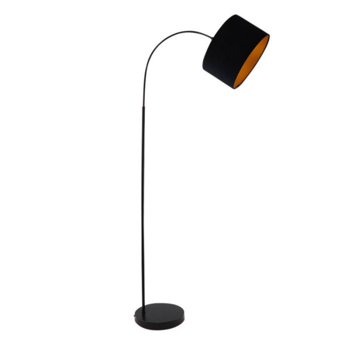 Moderne booglamp Urvin, zwart, stof