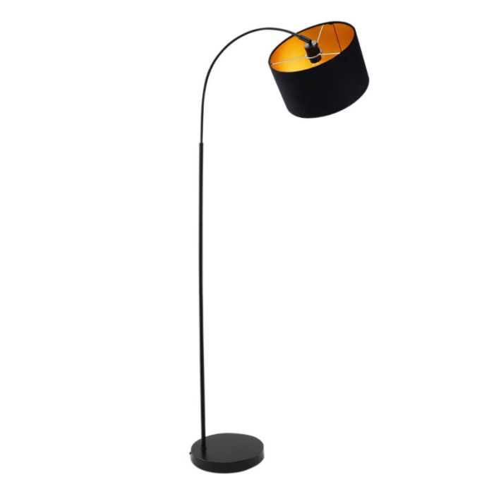 Moderne booglamp Urvin, zwart, stof