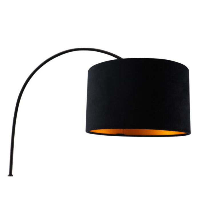 Moderne booglamp Urvin, zwart, stof