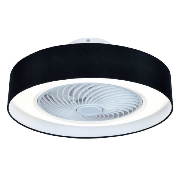 Moderne plafondventilator zwart, Huub, 40W, 3000K LED, met afstandsbediening