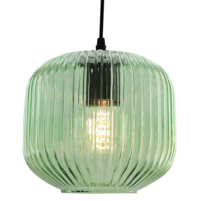 Groene hanglamp Charlois, glas, retro