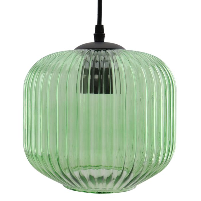 Groene hanglamp Charlois, glas, retro