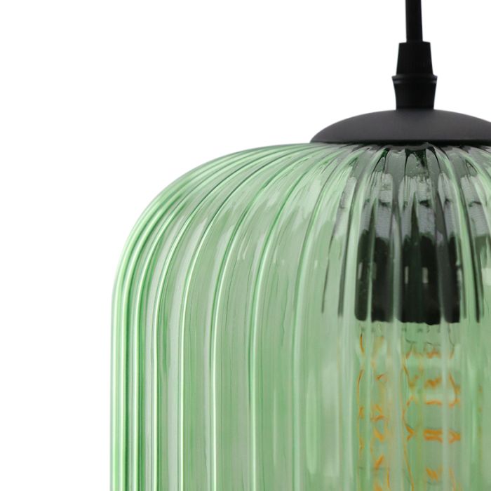 Groene hanglamp Charlois, glas, retro