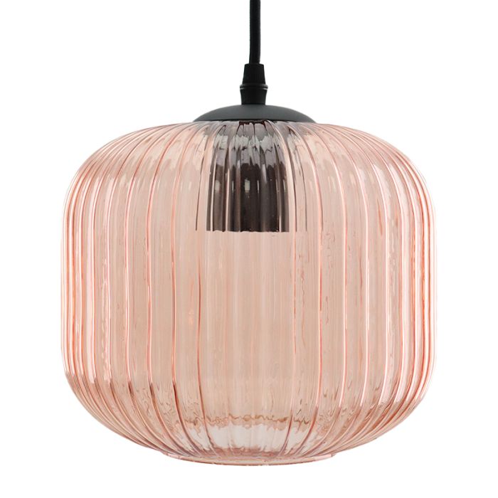 Roze hanglamp Charlois, glas, retro