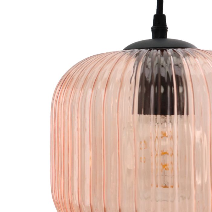 Roze hanglamp Charlois, glas, retro