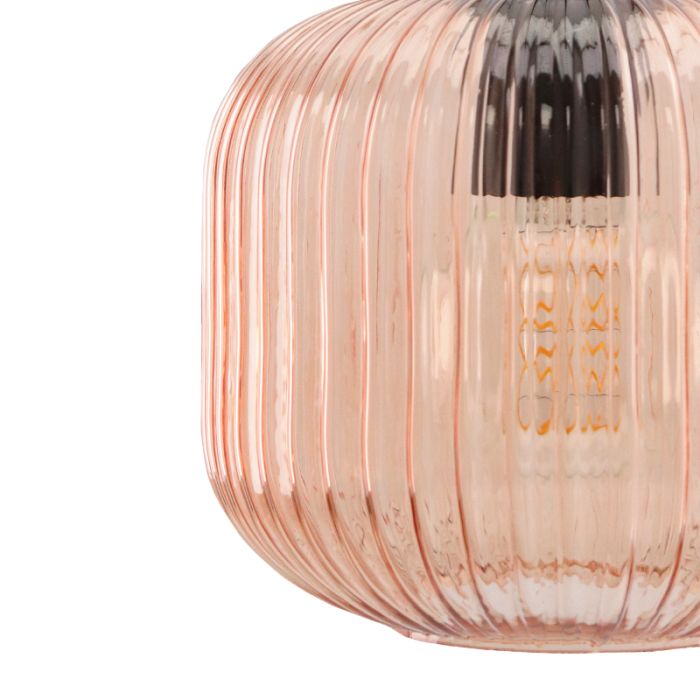 Roze hanglamp Charlois, glas, retro