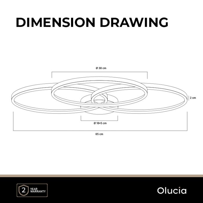 Design plafonnière zwart, Giorgio, 42W, 3000K LED
