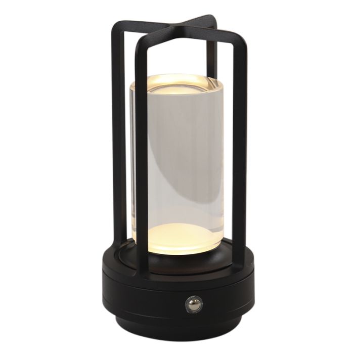Moderne oplaadbare tafellamp zwart, Elian, 3W, warm tot koud wit verstelbare LED, met schakelaar