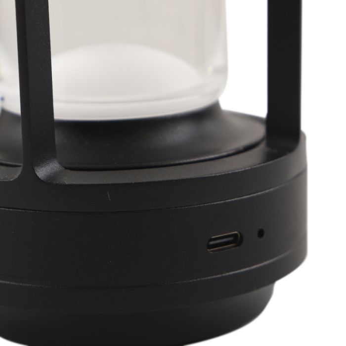 Moderne oplaadbare tafellamp zwart, Elian, 3W, warm tot koud wit verstelbare LED, met schakelaar