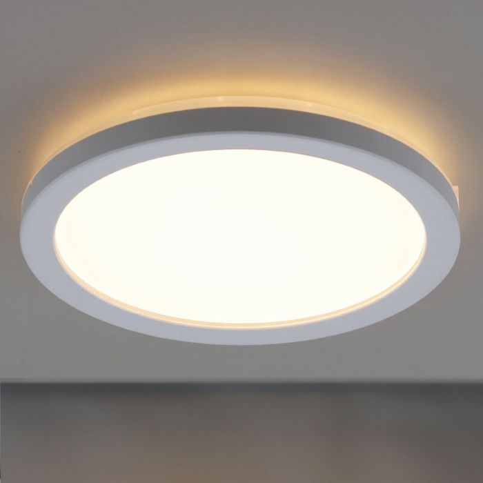 Witte badkamer plafondlamp Shivani, rond, IP44, 8W, 3000K LED