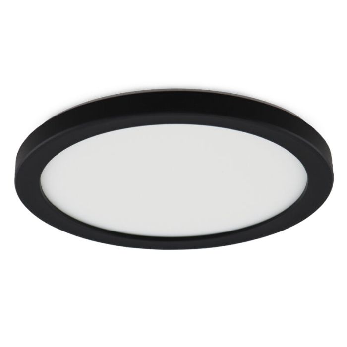 Zwarte badkamer plafondlamp Shivani, rond, IP44, 8W, 3000K LED