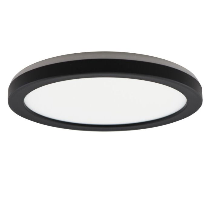 Zwarte badkamer plafondlamp Shivani, rond, IP44, 8W, 3000K LED