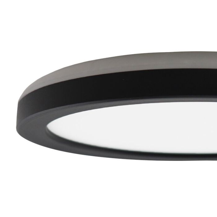 Zwarte badkamer plafondlamp Shivani, rond, IP44, 8W, 3000K LED