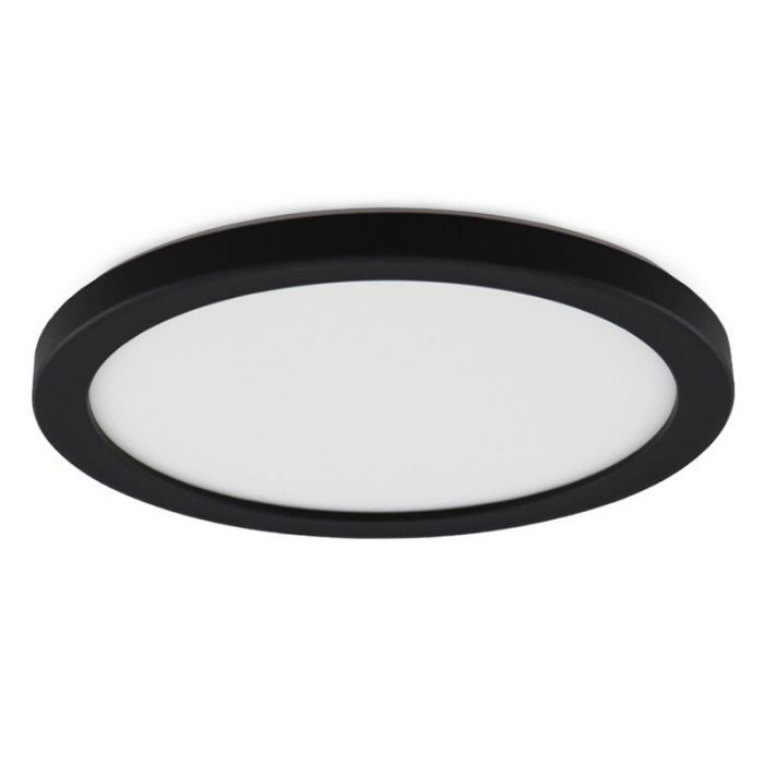 Zwarte badkamer plafondlamp Shivani, rond, IP44, 15W, 3000K LED