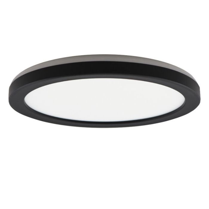 Zwarte badkamer plafondlamp Shivani, rond, IP44, 15W, 3000K LED