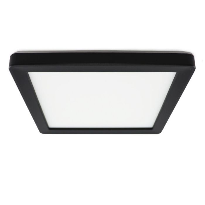 Zwarte badkamer plafondlamp Shivani, vierkant, IP44, 15W, 3000K LED