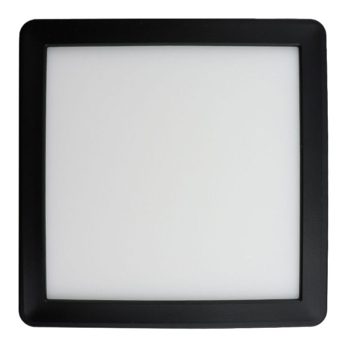 Zwarte badkamer plafondlamp Shivani, vierkant, IP44, 15W, 3000K LED