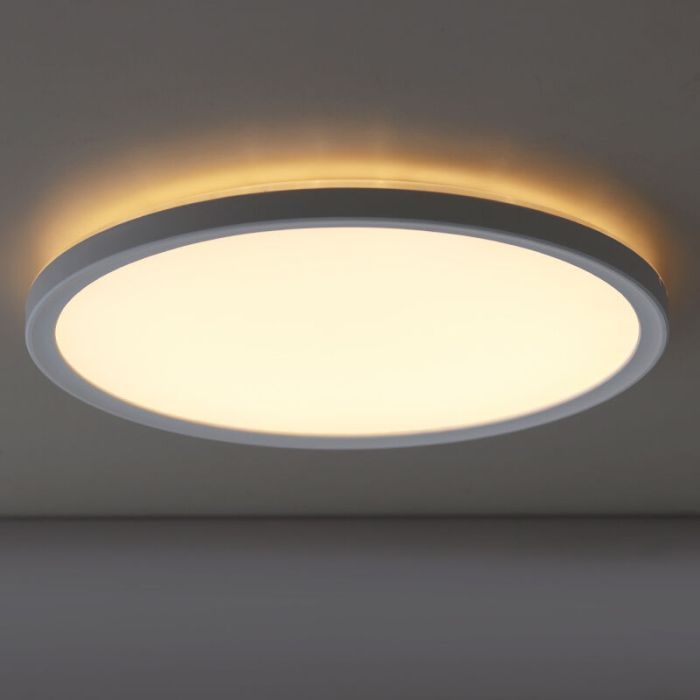 Witte plafonnière Shona, rond, 3-staps dimbaar, 18w, 3000K LED