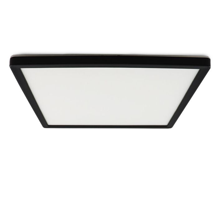Zwarte plafonnière Shona, vierkant, 3-staps dimbaar, 22w, 3000K LED