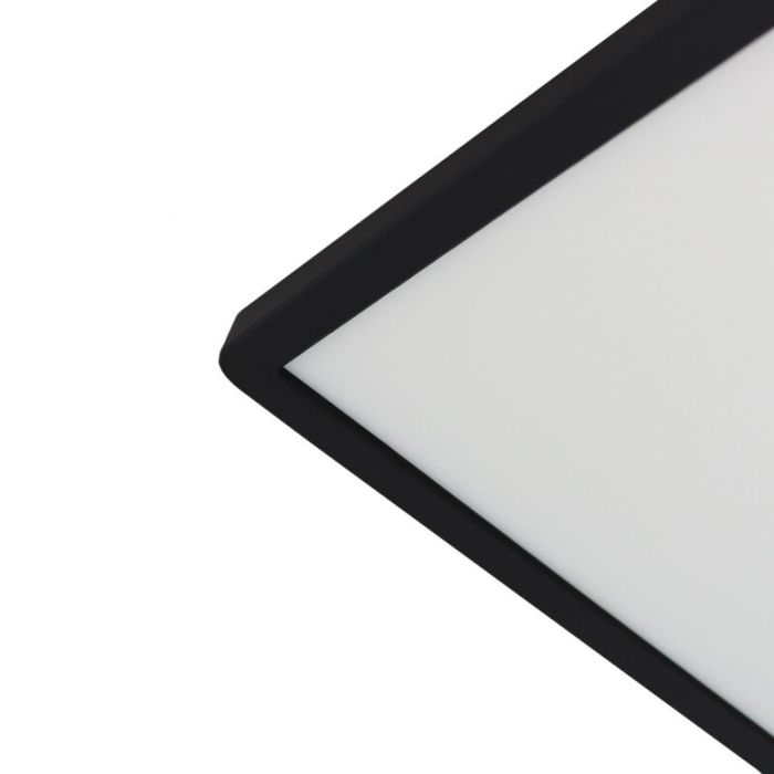 Zwarte plafonnière Shona, vierkant, 3-staps dimbaar, 22w, 3000K LED