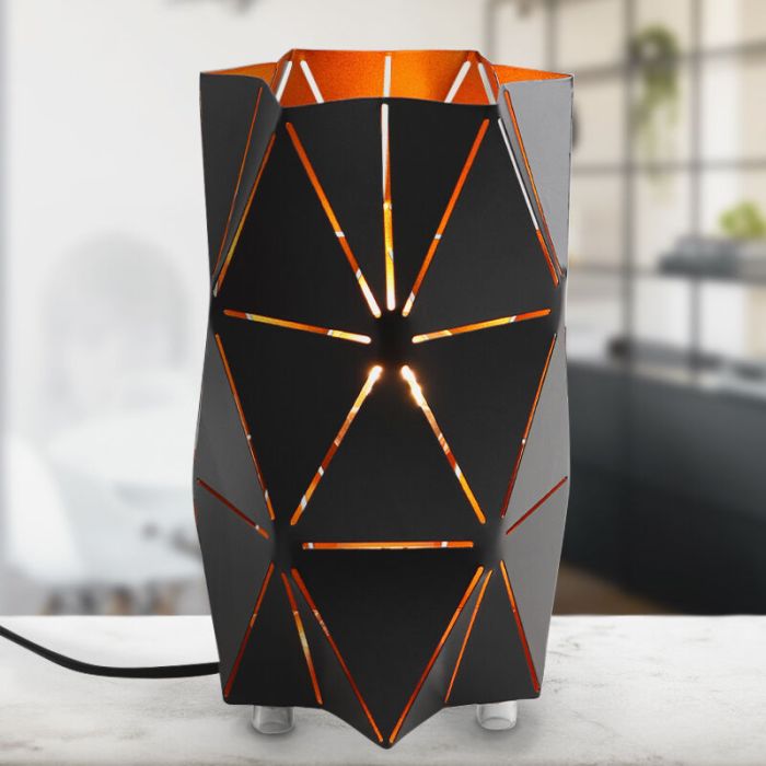 Moderne tafellamp Sivar, zwart, metaal, groot