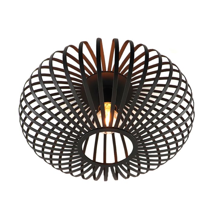 Zwarte plafonniere Lieve, Rond