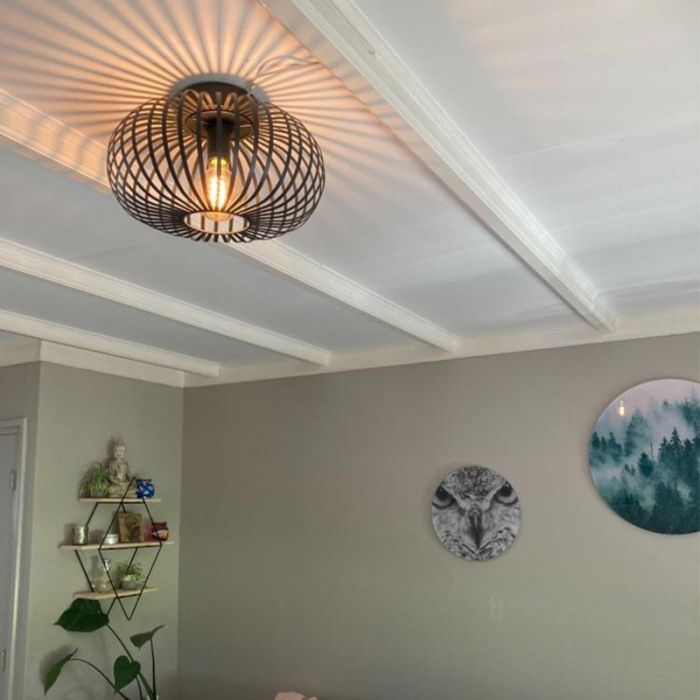Zwarte plafonniere Lieve, Rond
