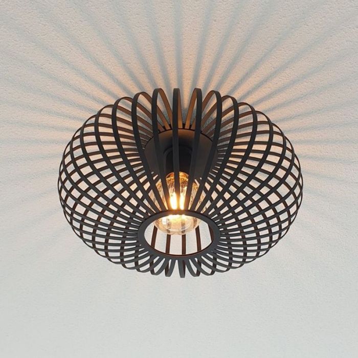 Zwarte plafonniere Lieve, Rond