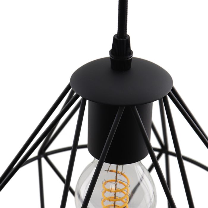 QAZQA - Landelijk | Vintage Industrieel | Industrie Hanglamp | Eettafel | Eetkamer zwart - 4 Laser | Woonkamer | Keuken - Staal Rond |Langwerpig - E27 Geschikt voor LED - Max. 4 x 60 Watt