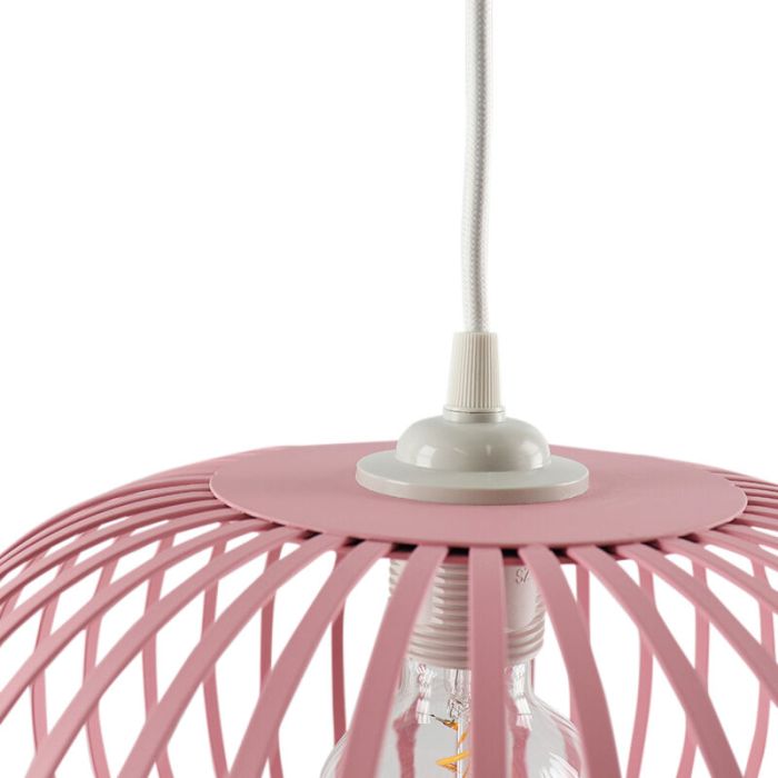 Roze kinder hanglamp Lieve, metaal, industrieel