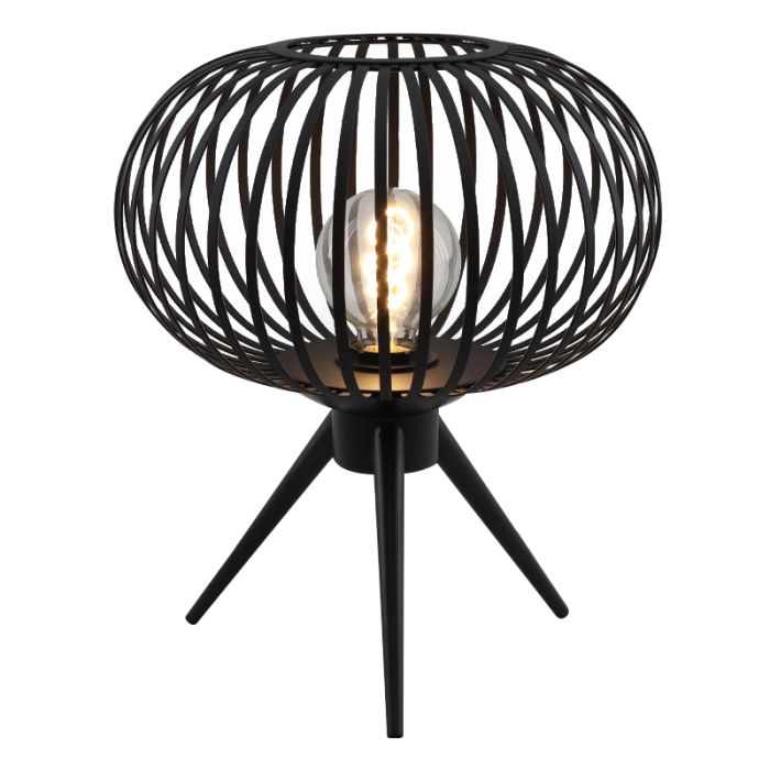 Industriële tafellamp Lieve, zwart, metaal