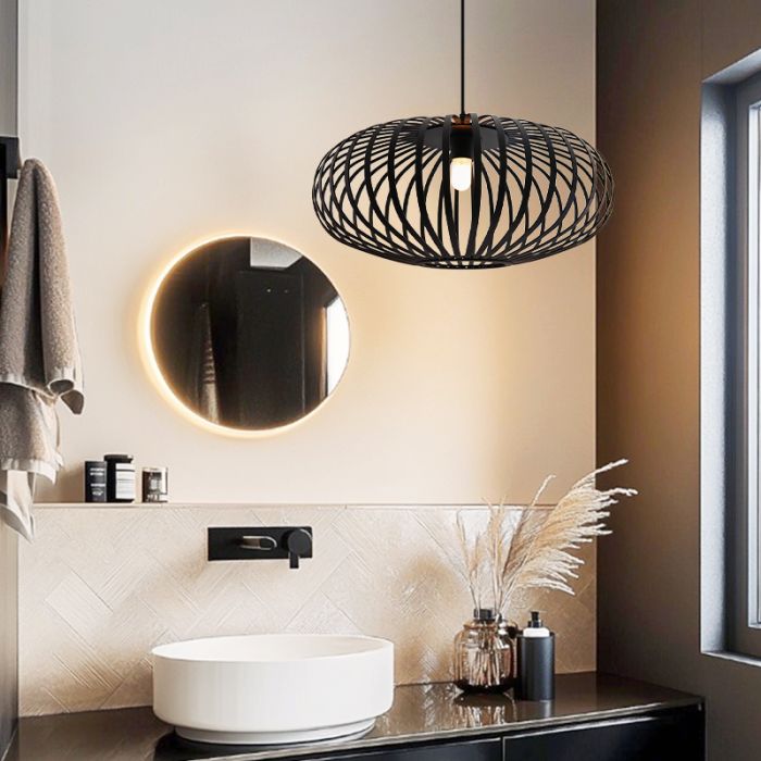 Industriële badkamer hanglamp zwart, Lieve, IP44