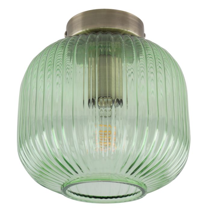 Groene plafondlamp Charlois, glas, retro