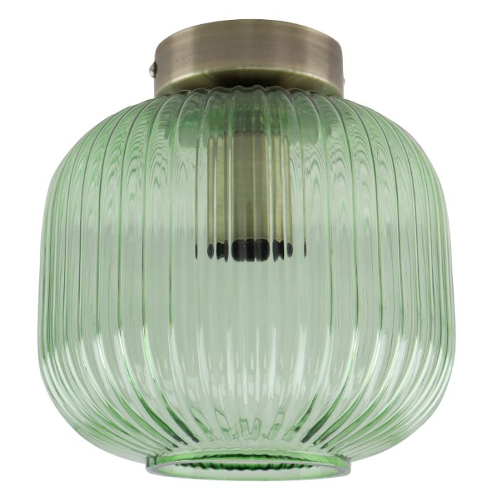 Groene plafondlamp Charlois, glas, retro