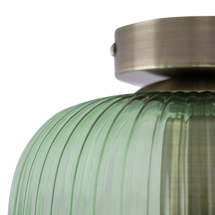 Groene plafondlamp Charlois, glas, retro