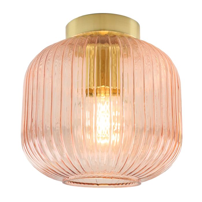 Roze plafondlamp Charlois, glas, retro