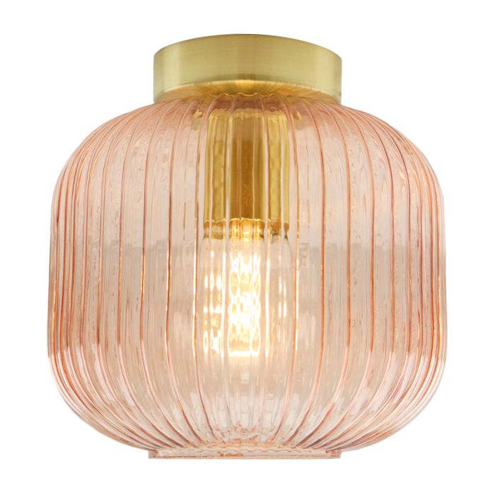 Roze plafondlamp Charlois, glas, retro