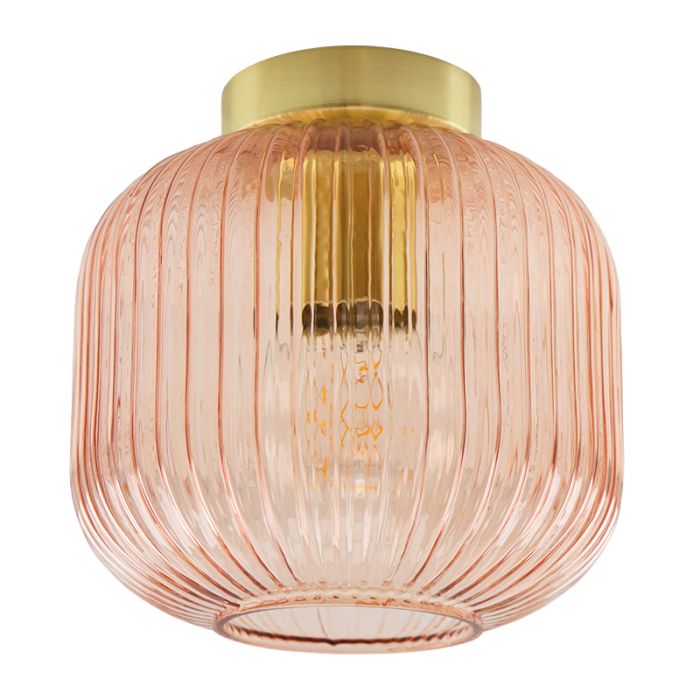 Roze plafondlamp Charlois, glas, retro
